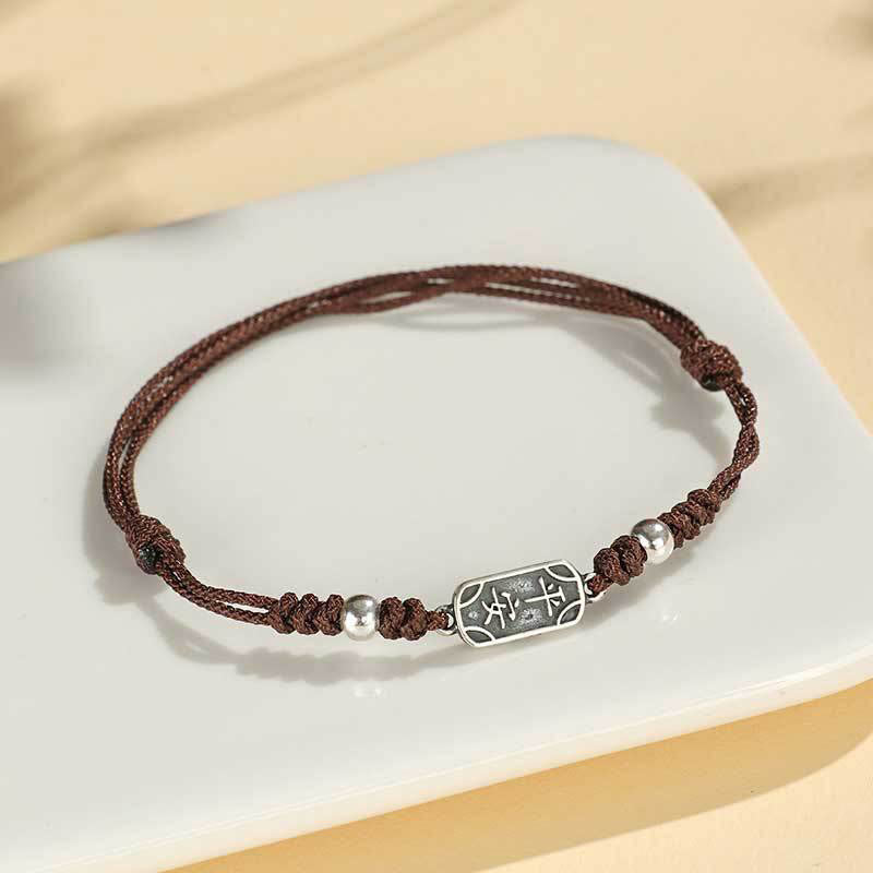Buddha Stones Handmade 925 Sterling Silver Peace and Joy Safe Well Protection Braided Bracelet
