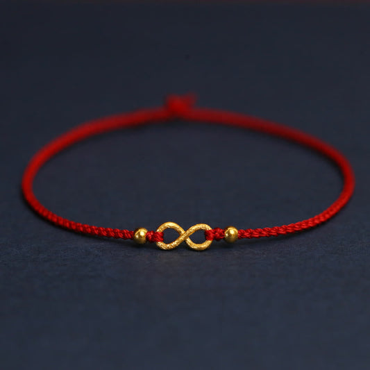999 Gold Mobius Infinite Love Red String Protection Bracelet