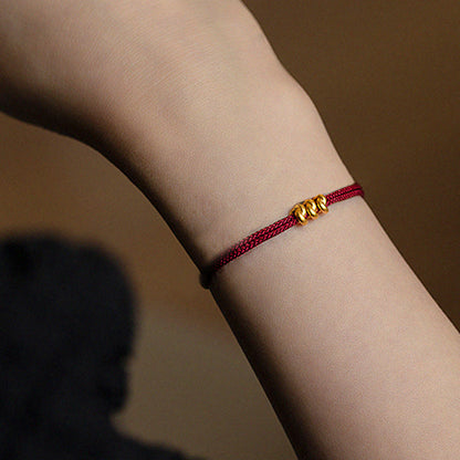 999 Gold Wish Knot Red String Bracelet for Luck & Protection