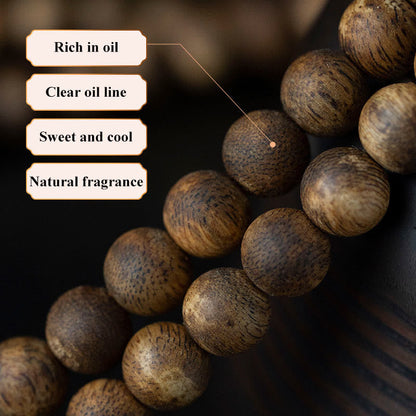 108 Bead White Qinan Agarwood Wood Mala Bracelet Calm Strength