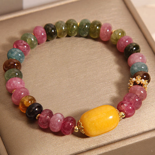 Natural Tourmaline Topaz Spiritual Bracelet for Positivity