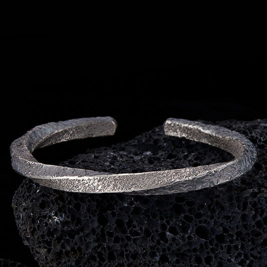 Sterling Silver Möbius Loop Spiritual Cuff Bracelet 18cm