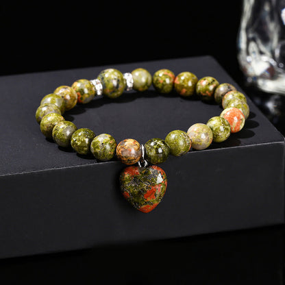 Green Aventurine Love Heart Balance Bracelet 8mm Beads