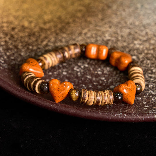 Dalmatian Jasper Heart Ceramics Spiritual Bracelet