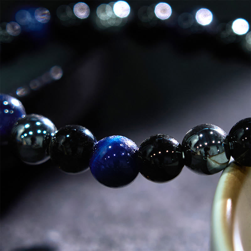 8mm Tiger Eye Obsidian Hematite Bracelet for Protection