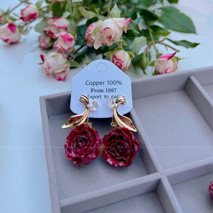 Real Flowers Patchwork Metal Accessories Trim Earrings(each One Is Unique)(17 Colors)
