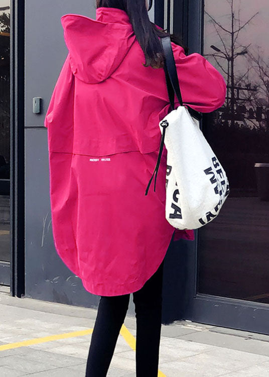 Unique Rose Zippered Asymmetrical Design Regular Fall Trench Coats