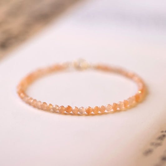 Buddha Stones 3mm Sun Stone Ultra-thin Beads 14k Gold Plated Copper Wealth Bracelet