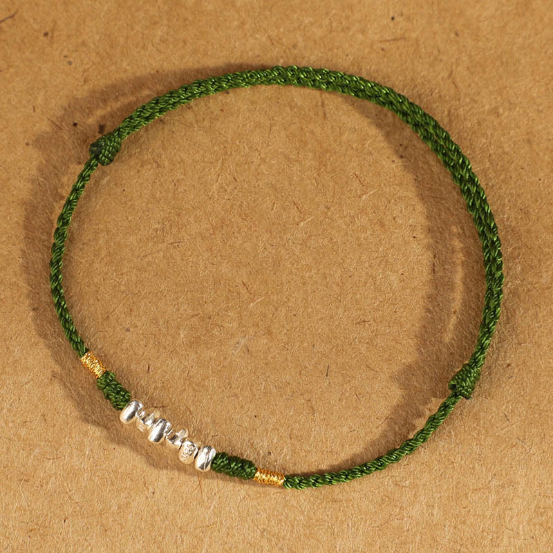 Buddha Stones 925 Sterling Silver String Protection Luck Ultra-thin Braided Bracelet Anklet