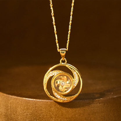 Buddha Stones Gold Plated Copper Brass Rotatable Windmill Luck Necklace Pendant