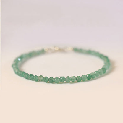 Buddha Stones 3mm Small Green Aventurine Ultra-thin Beads Luck Bracelet