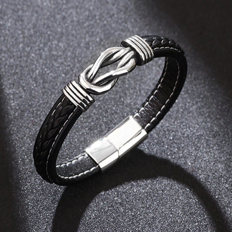 Buddha Stones Titanium Steel Leather Strengthen Bracelet