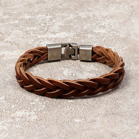 Buddha Stones Leather Braided Buckle Strength Bracelet