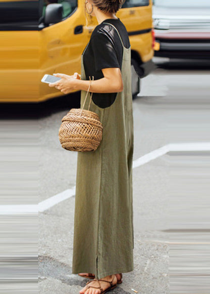 Army Green Slash Neck Jumpsuit Sleeveless