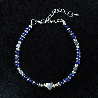 Buddha Stones Natural Stone Amazonite Amethyst Lazurite Lapis Lazuli Rose Quartz Heart Positive Balance Bracelet