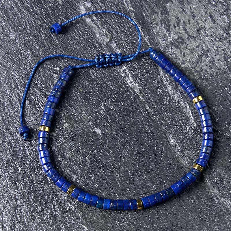 Buddha Stones Natural Lazurite Lapis Lazuli Spacer Bead Positive Balance Bracelet
