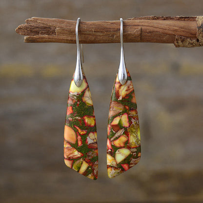 Buddha Stones Natural Emperor Stone Geometric Crystal Anti-stress Earrings