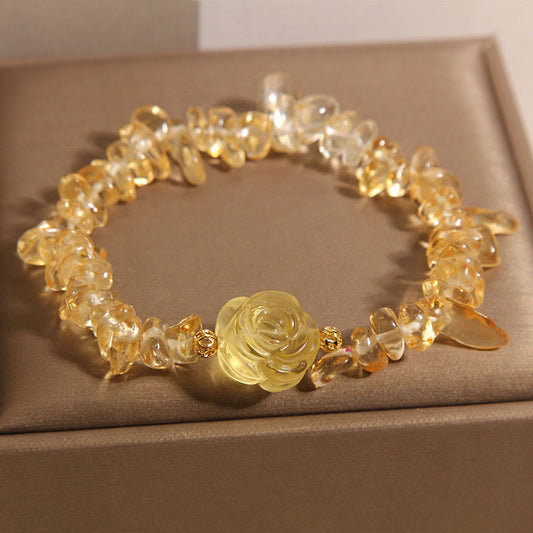 Buddha Stones Natural Citrine Irregular Bead Petals Pleasure Bracelet