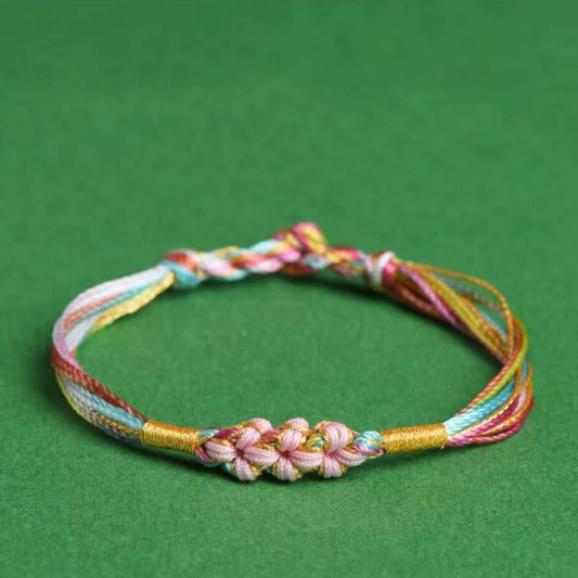Buddha Stones Colorful Rope Peach Blossom Knot Zongzi Braided Bracelet
