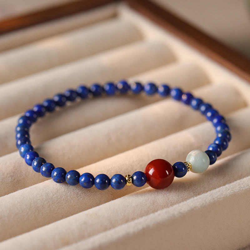 Buddha Stones Small Lazurite Lapis Lazuli Agate Ultra-thin Beads Positive Bracelet
