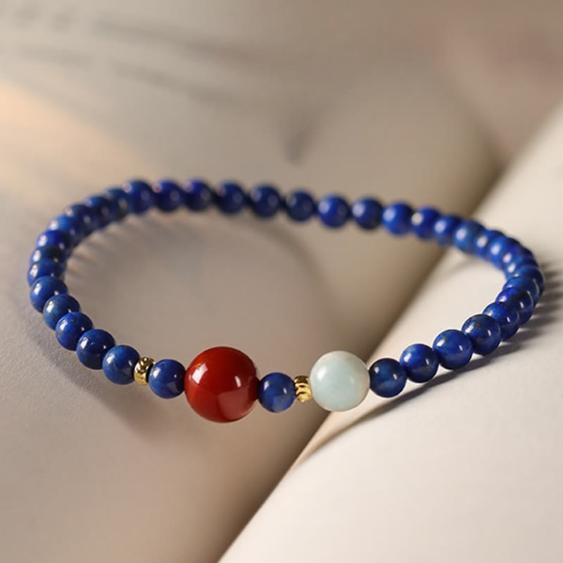 Buddha Stones Small Lazurite Lapis Lazuli Agate Ultra-thin Beads Positive Bracelet