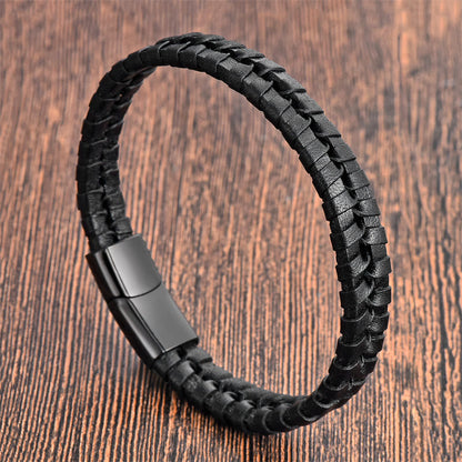 Multi-layer Titanium Steel Spiritual Bracelet With Leather Buckle