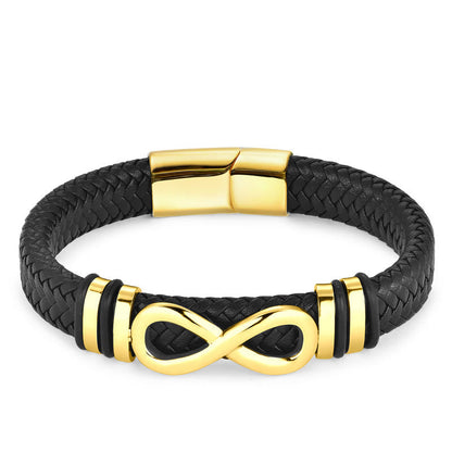 Titanium Steel Strengthen Spiritual Bracelet With Leather Buckle
