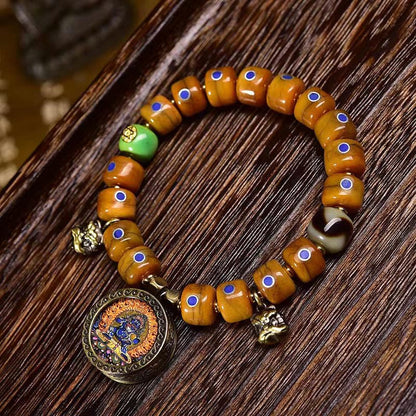 Buddha Stones Tibetan Bone Beads Braided Rope Positive Balance Bracelet