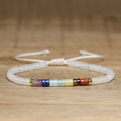 Buddha Stones Natural White Crystal Black Onyx Clarity Spacer Bead Bracelet
