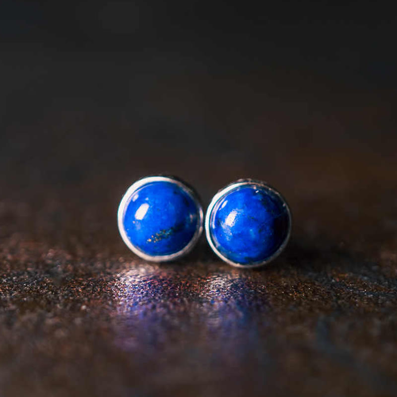 Buddha Stones 925 Sterling Silver Lazurite Lapis Lazuli Balance Earrings