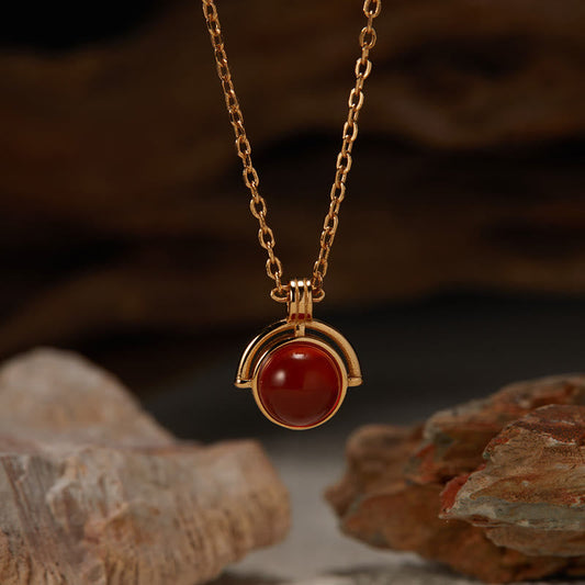 Buddha Stones Red Agate Tiger Eye Aquamarine Moonstone 925 Sterling Silver Confidence Necklace Pendant