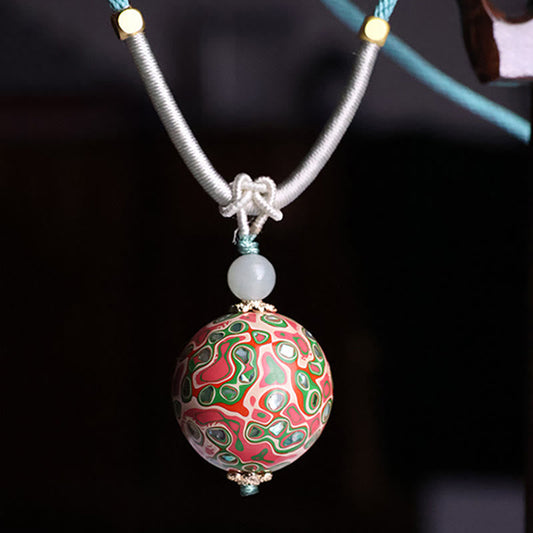 Buddha Stones Ebony Wood Colorful Lacquer Craft Bead Calm Necklace Pendant