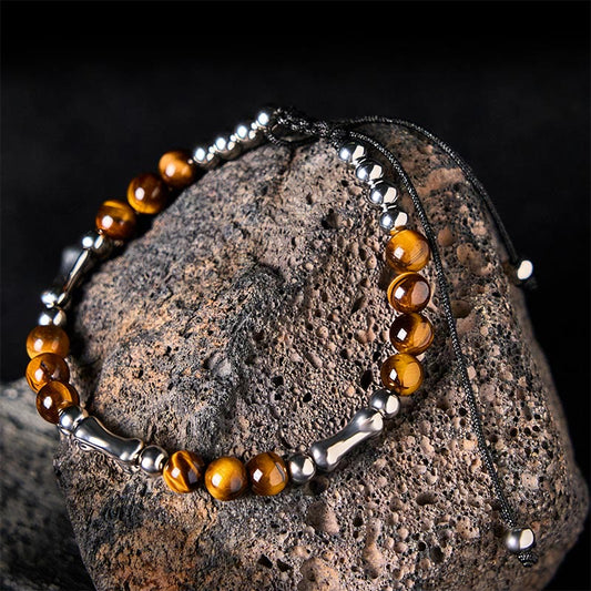 Buddha Stones Bone Pattern Tiger Eye Courage Beads Bracelet