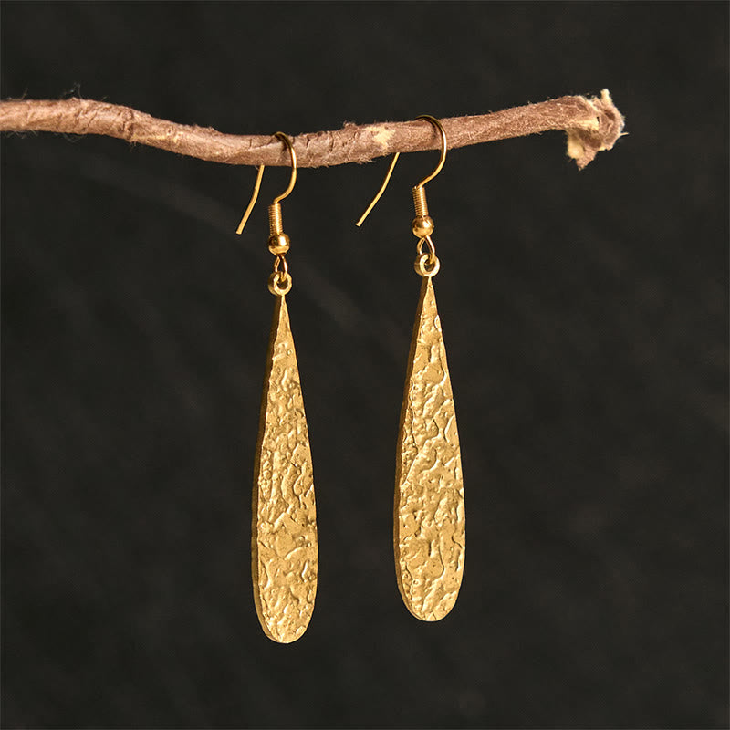 Buddha Stones Titanium Steel Balance Hammer Marks Earrings