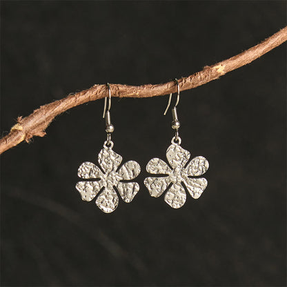Buddha Stones Titanium Steel Balance Hammer Marks Earrings