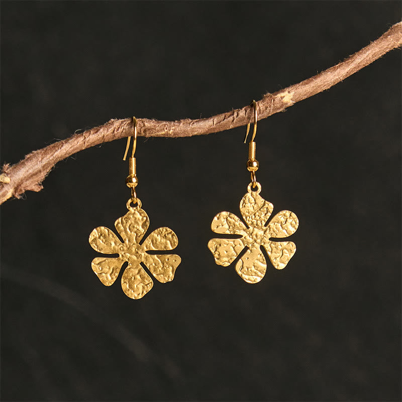 Buddha Stones Titanium Steel Balance Hammer Marks Earrings