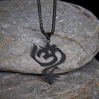 Buddha Stones Om Symbol Geometry Design Stainless Steel Connection Necklace Pendant