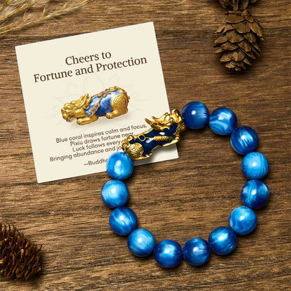 Buddha Stones "cheers to Fortune and Protection" Pixiu Bracelet Includes Gift Message Card
