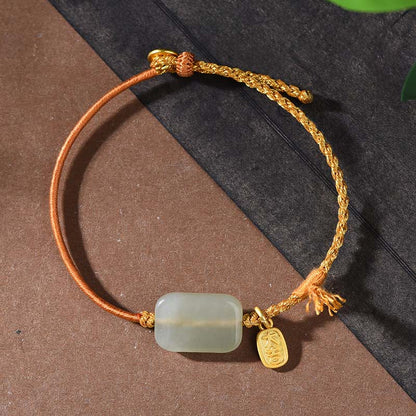 Buddha Stones 925 Sterling Silver Hetian Jade Prosperity Bracelet
