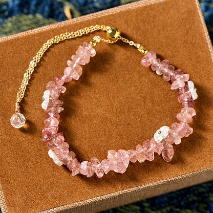 Buddha Stones Irregular Crystal Flower Design Amethyst White Crystal Balance Bracelet