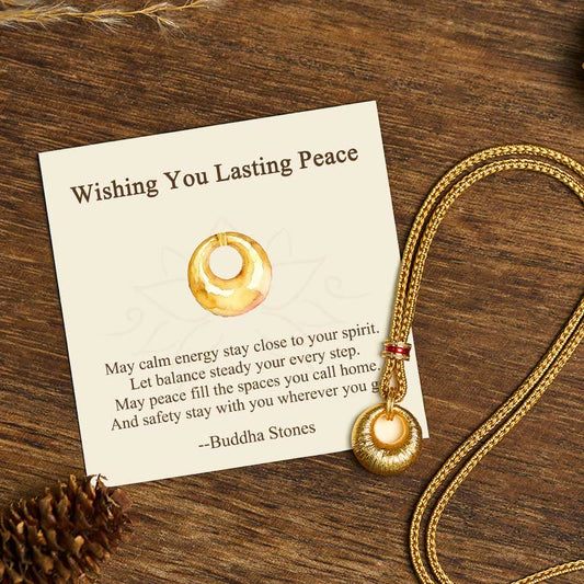 Buddha Stones "wishing You Lasting Peace" 24k Gold Plated Copper Peace Buckle Necklace Includes Gift Message Card