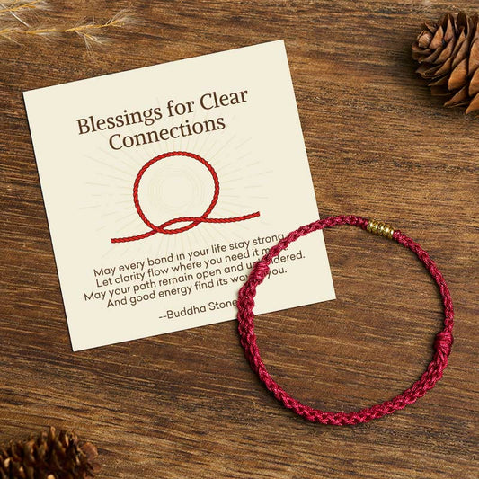 Buddha Stones "blessings for Clear Connections" 925 Sterling Silver Lucky Golden Bead String Bracelet Anklet Includes Gift Message Card