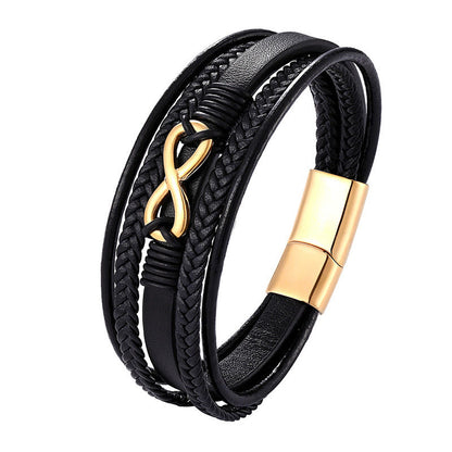 Buddha Stones Colorful Infinitely Titanium Steel Multilayered Leather Strengthen Bracelet