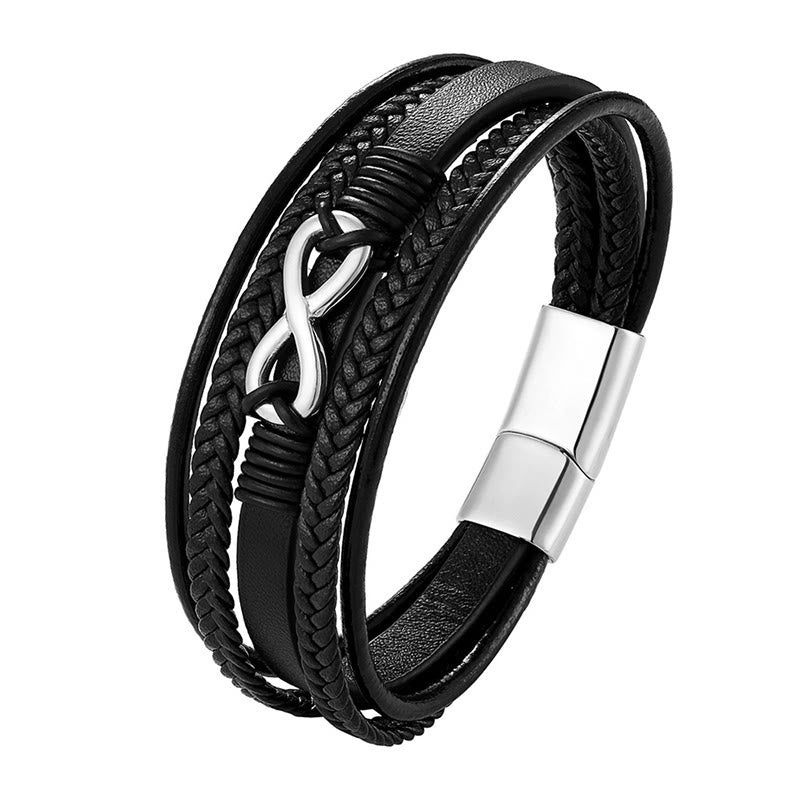 Buddha Stones Colorful Infinitely Titanium Steel Multilayered Leather Strengthen Bracelet