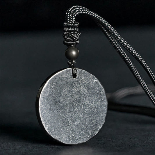 Buddha Stones Circle Simple Design Authentic Shungite Stone Protection Necklace Pendant