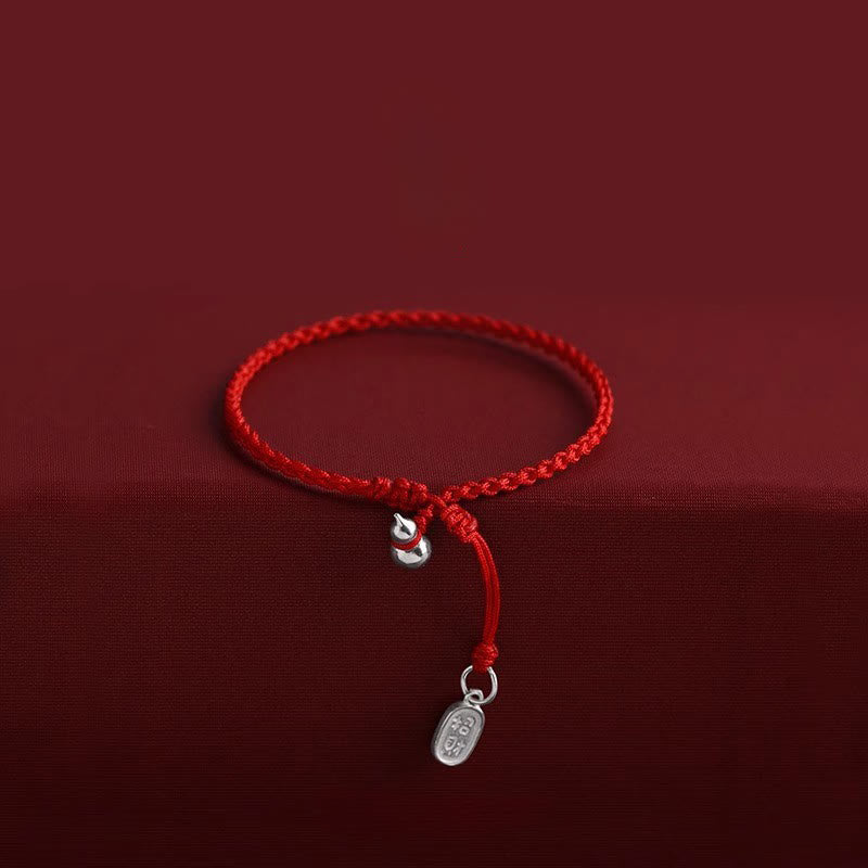Buddha Stones 925 Sterling Silver Gourd Lucky Fortune Charm String Connection Bracelet