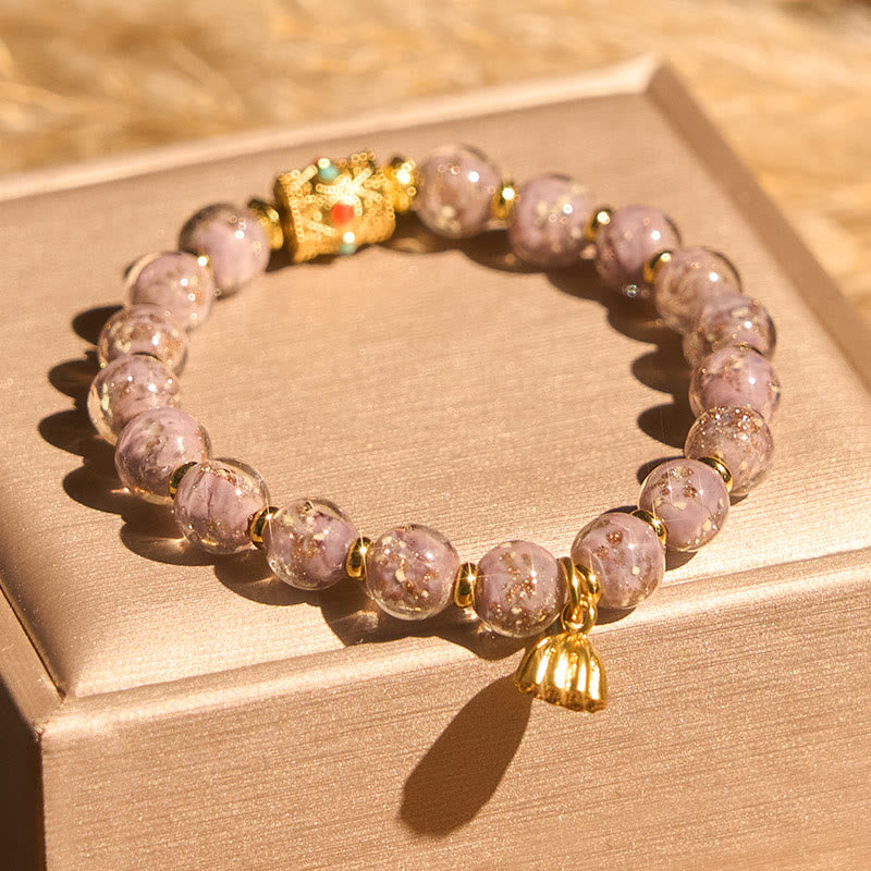 Buddha Stones Purple Liuli Glass Luck Bracelet