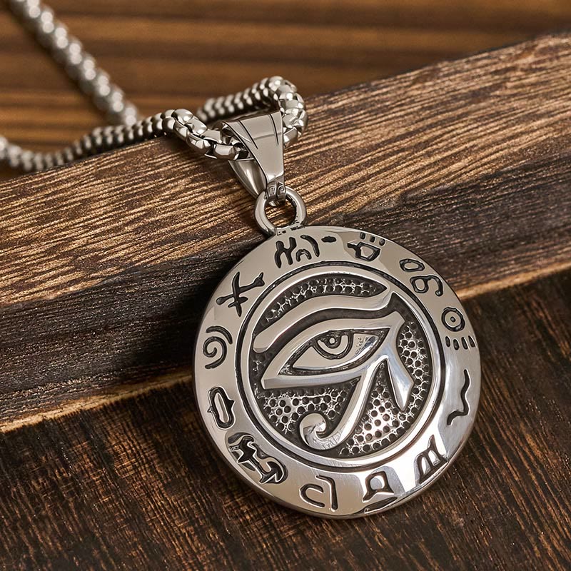 Buddha Stones Titanium Steel Evil Eye Balance Necklace Pendants