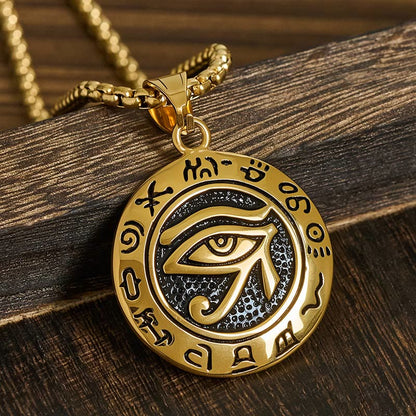 Buddha Stones Titanium Steel Evil Eye Balance Necklace Pendants