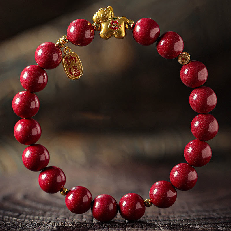 Buddha Stones Year of the Horse Cinnabar Blessing Bracelet